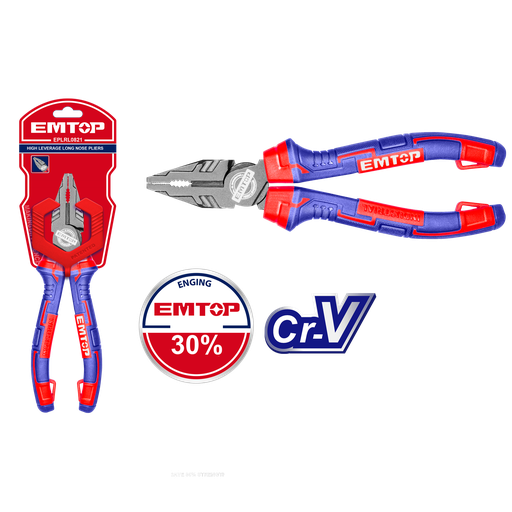 [52 ET EPLRC0821] ALICATE ELECTRICISTA INDUSTRIAL 8&quot; MANGO CAUCHO ALTO APALANCAMIENTO - EMTOP