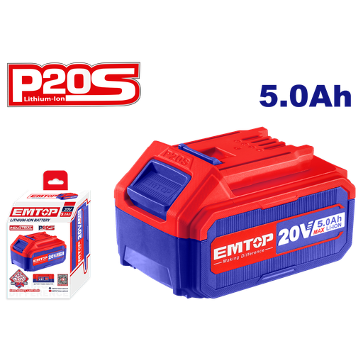 [52 ET EBPK2003] BATERIA DE IONES DE LITIO 20V 5AH INDUSTRIAL - EMTOP (REEMPLAZADO POR EBPK20031)