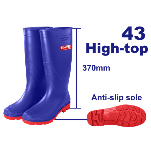 [52 ET ERBTL043] BOTAS PARA LLUVIA PVC TALLA 43 ANTIDESLIZANTES - EMTOP 